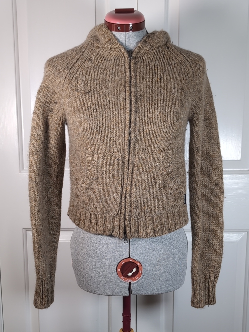 Vintage Abercrombie & Fitch Y2K Heavy Knit Wool Zip Up Hoodie Sweater Size M
